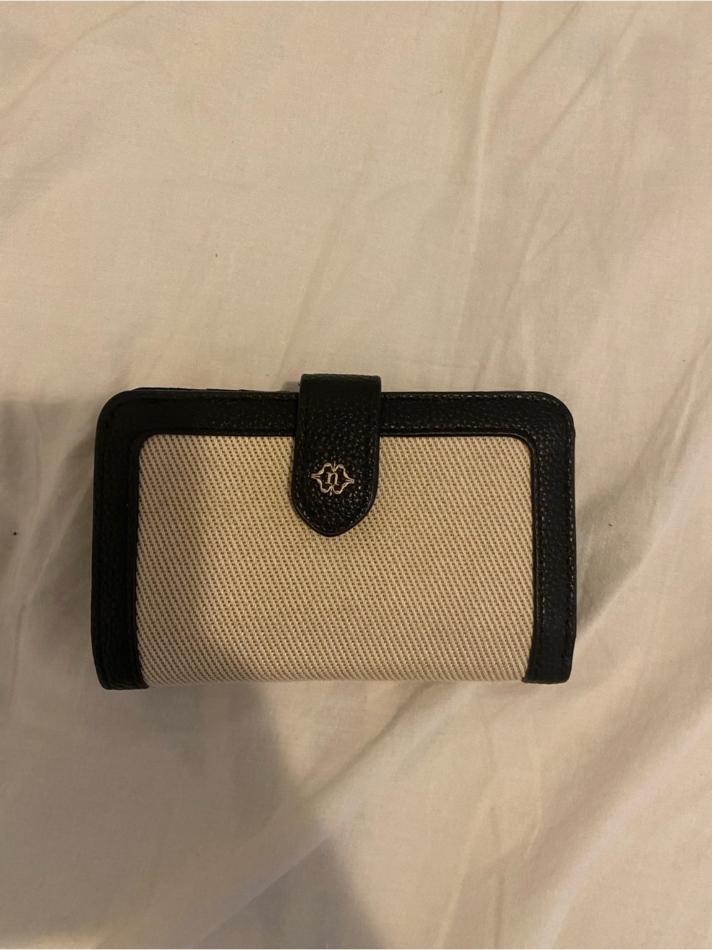 Nanette Lepore Cream Canvas and Black Trim Card Holder